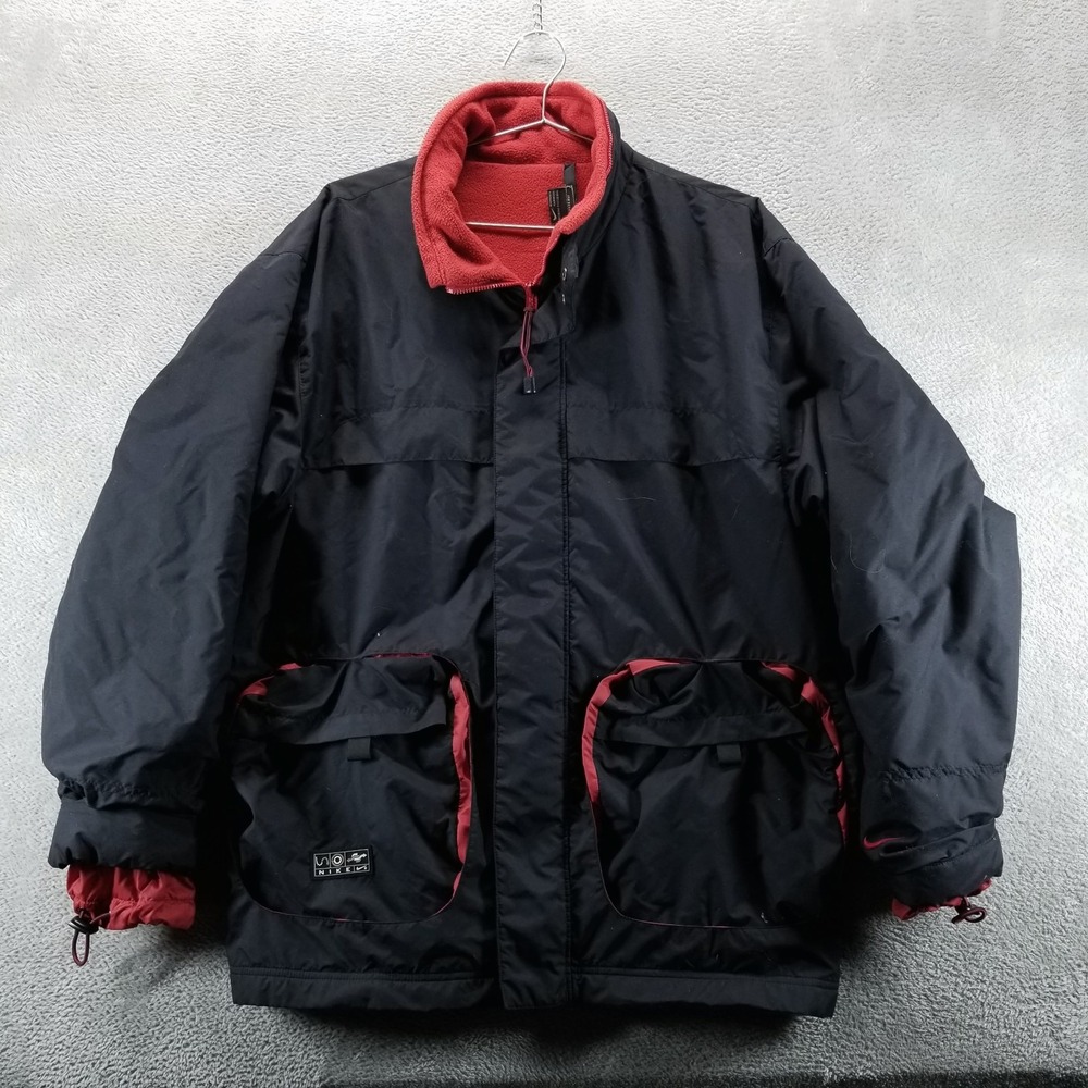 Nike Jacket Mens M Black Parka Fleece Lined Full Zip‎ Windbreaker
